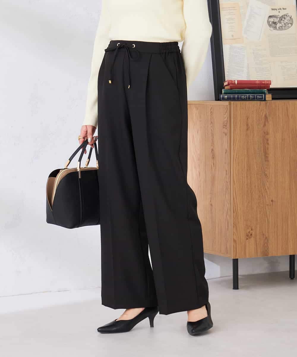 K6LFD71049 a.v.v(アー・ヴェ・ヴェ) 【WEB限定/支持率NO.1/イージーケア/ストレッチ】スッキリ見えウエストハトメワイドンツ ブラック