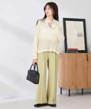 K6LFD71049 a.v.v(アー・ヴェ・ヴェ) 【WEB限定/支持率NO.1/イージーケア/ストレッチ】スッキリ見えウエストハトメワイドンツ ブラック