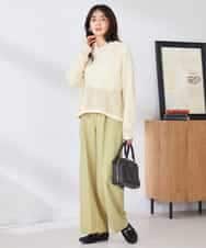 K6LFD71049 a.v.v(アー・ヴェ・ヴェ) 【WEB限定/支持率NO.1/イージーケア/ストレッチ】スッキリ見えウエストハトメワイドンツ ブラック