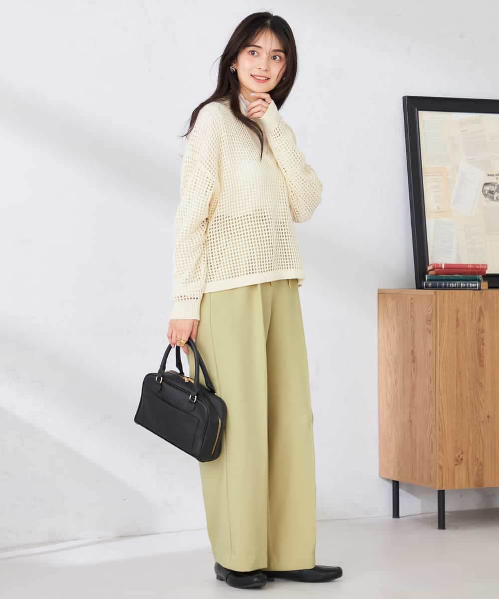 K6LFD71049 a.v.v(アー・ヴェ・ヴェ) 【WEB限定/支持率NO.1/イージーケア/ストレッチ】スッキリ見えウエストハトメワイドンツ ブラック