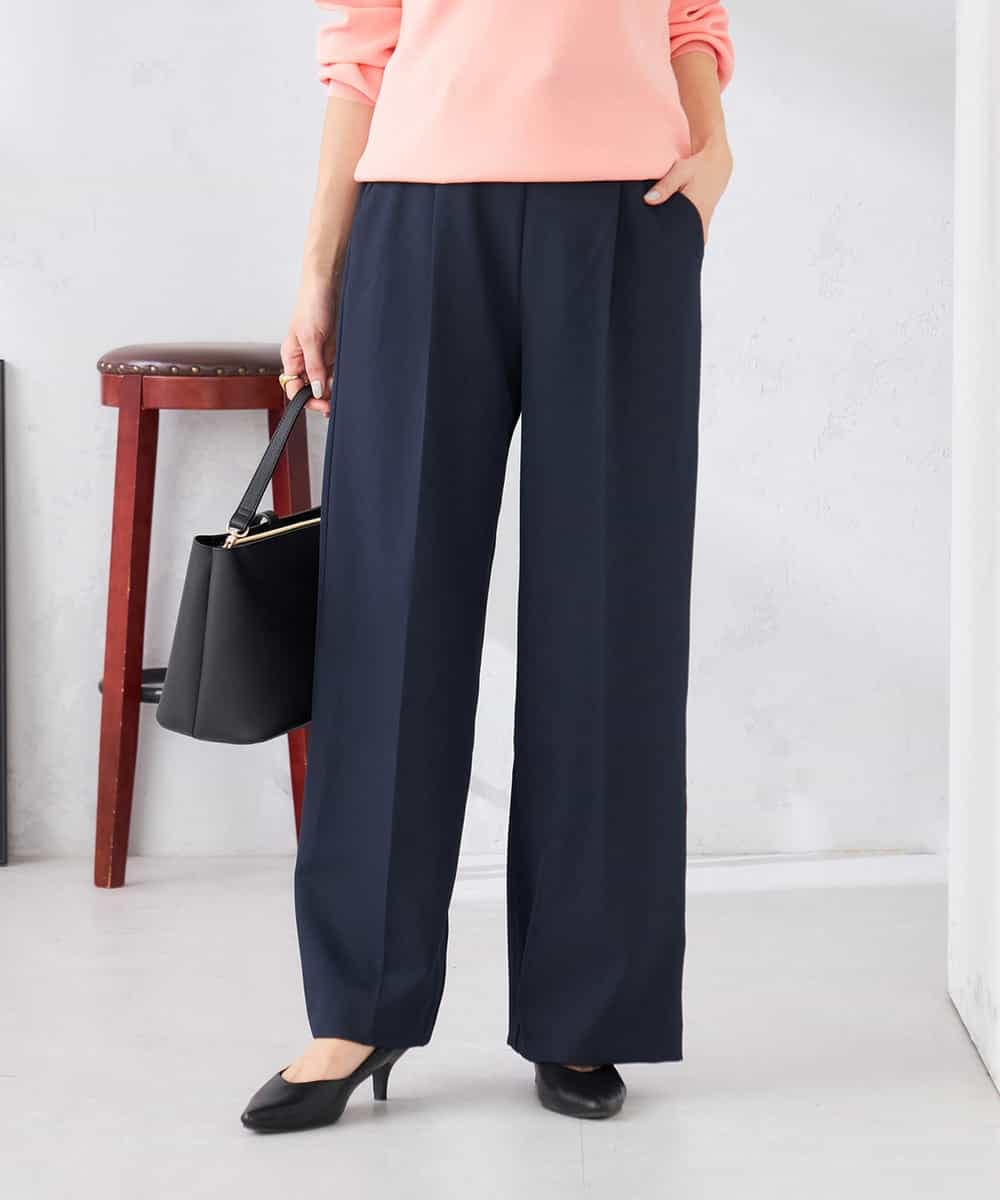 K6LFD71049 a.v.v(アー・ヴェ・ヴェ) 【WEB限定/支持率NO.1/イージーケア/ストレッチ】スッキリ見えウエストハトメワイドンツ ブラック