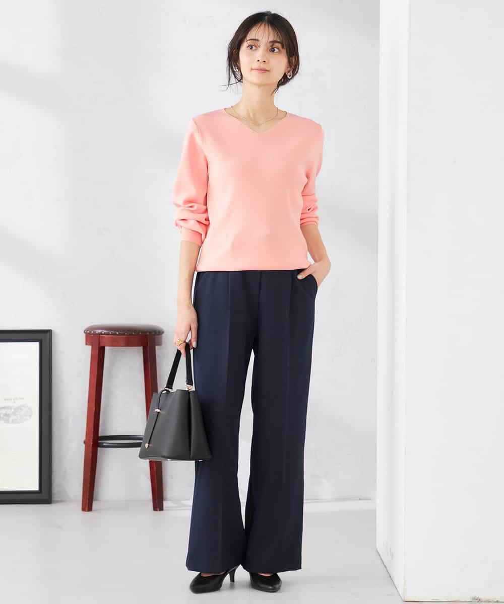 K6LFD71049 a.v.v(アー・ヴェ・ヴェ) 【WEB限定/支持率NO.1/イージーケア/ストレッチ】スッキリ見えウエストハトメワイドンツ ブラック