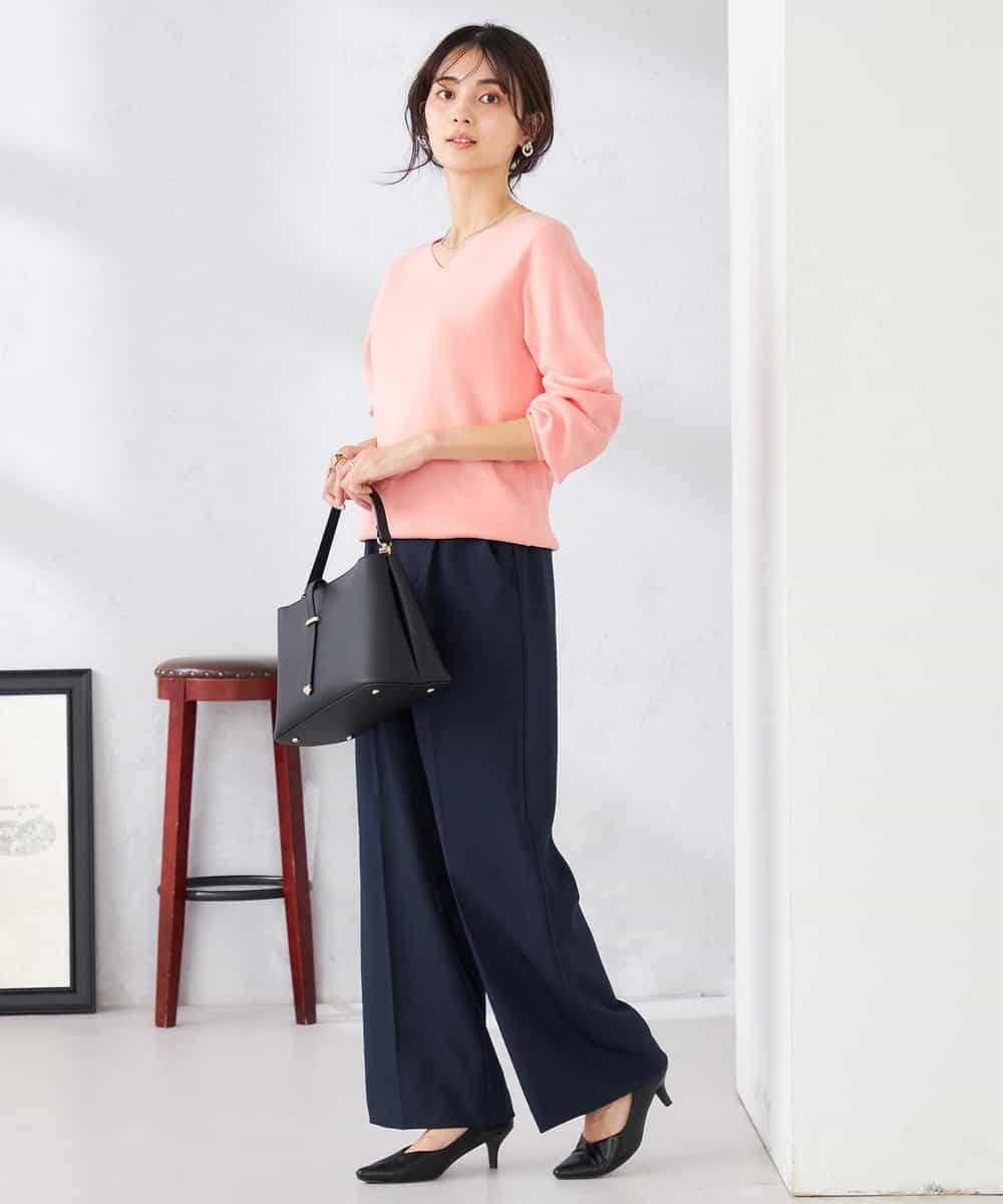 K6LFD71049 a.v.v(アー・ヴェ・ヴェ) 【WEB限定/支持率NO.1/イージーケア/ストレッチ】スッキリ見えウエストハトメワイドンツ ブラック