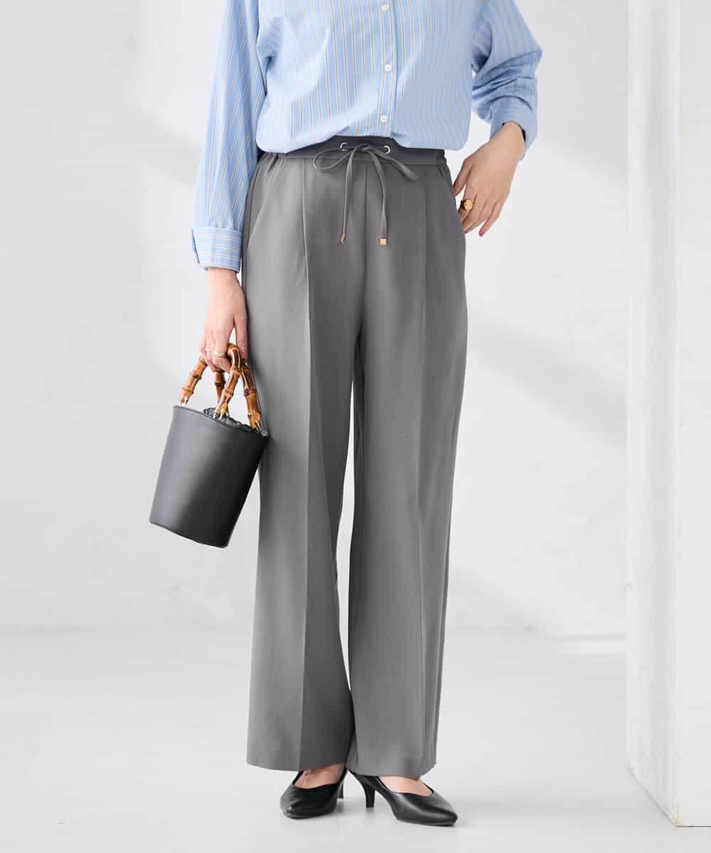 K6LFD71049 a.v.v(アー・ヴェ・ヴェ) 【WEB限定/支持率NO.1/イージーケア/ストレッチ】スッキリ見えウエストハトメワイドンツ ブラック