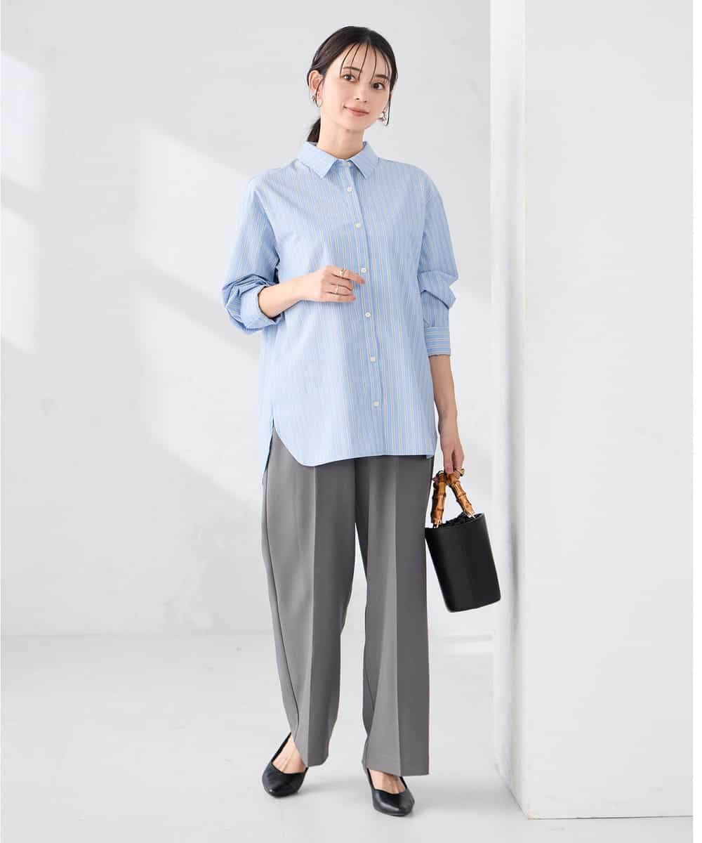 K6LFD71049 a.v.v(アー・ヴェ・ヴェ) 【WEB限定/支持率NO.1/イージーケア/ストレッチ】スッキリ見えウエストハトメワイドンツ ブラック