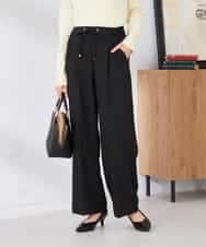 K6LFD71049 a.v.v(アー・ヴェ・ヴェ) 【WEB限定/支持率NO.1/イージーケア/ストレッチ】スッキリ見えウエストハトメワイドンツ ブラック