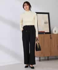 K6LFD71049 a.v.v(アー・ヴェ・ヴェ) 【WEB限定/支持率NO.1/イージーケア/ストレッチ】スッキリ見えウエストハトメワイドンツ ブラック