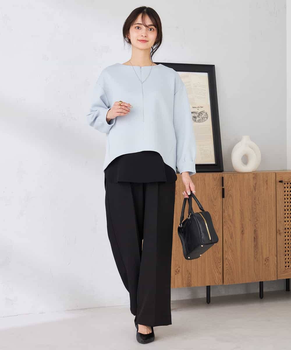 K6LFD71049 a.v.v(アー・ヴェ・ヴェ) 【WEB限定/支持率NO.1/イージーケア/ストレッチ】スッキリ見えウエストハトメワイドンツ ブラック