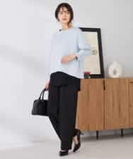 K6LFD71049 a.v.v(アー・ヴェ・ヴェ) 【WEB限定/支持率NO.1/イージーケア/ストレッチ】スッキリ見えウエストハトメワイドンツ ブラック