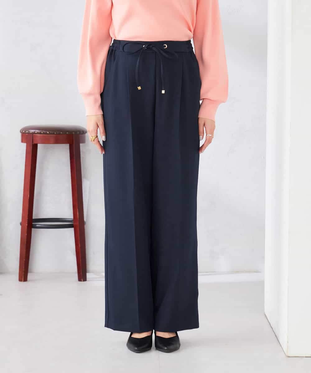 K6LFD71049 a.v.v(アー・ヴェ・ヴェ) 【WEB限定/支持率NO.1/イージーケア/ストレッチ】スッキリ見えウエストハトメワイドンツ ブラック