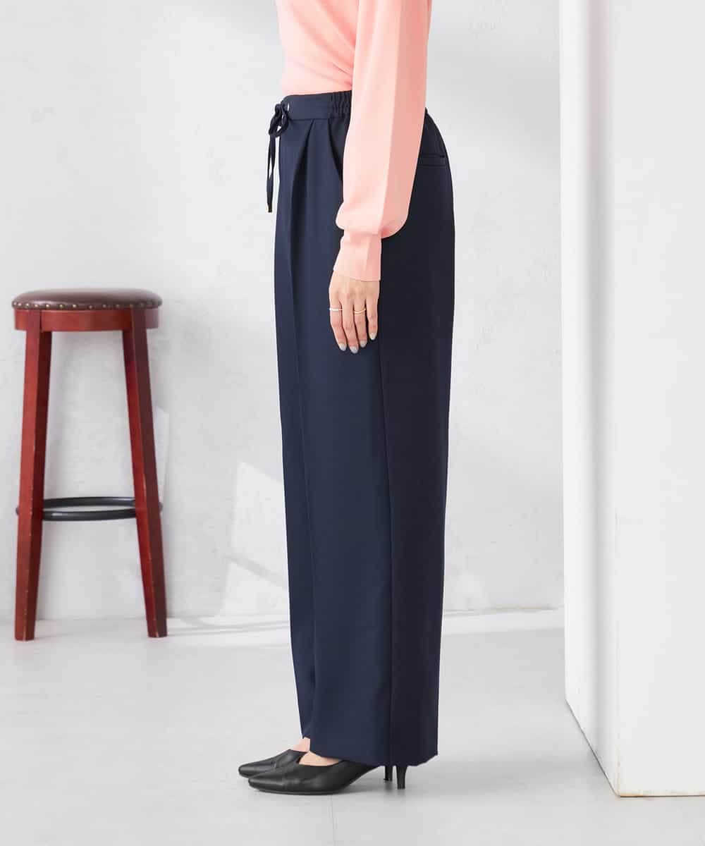 K6LFD71049 a.v.v(アー・ヴェ・ヴェ) 【WEB限定/支持率NO.1/イージーケア/ストレッチ】スッキリ見えウエストハトメワイドンツ ブラック