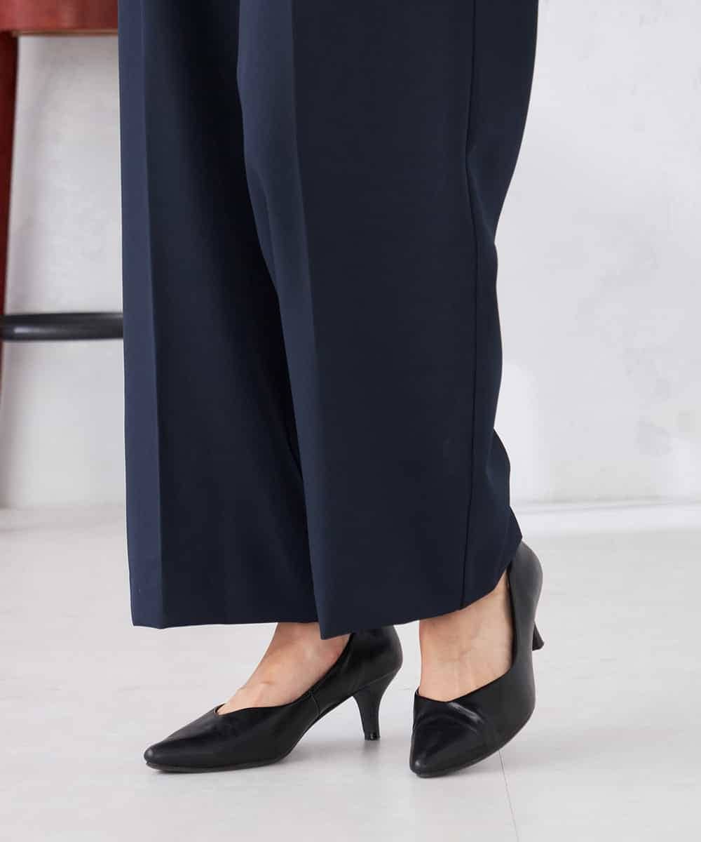 K6LFD71049 a.v.v(アー・ヴェ・ヴェ) 【WEB限定/支持率NO.1/イージーケア/ストレッチ】スッキリ見えウエストハトメワイドンツ ブラック