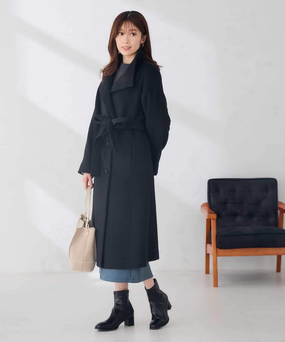 K6UAG03189 a.v.v(アー・ヴェ・ヴェ) 【WEB限定】2WAY 折り返し ラペル ロング コート ベージュ