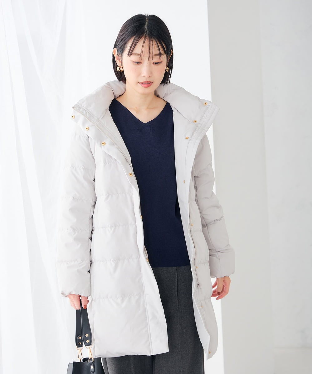 K6UBG11199 a.v.v(アー・ヴェ・ヴェ) 【WEB限定】フーテッド ロング ダウン コート ネイビー