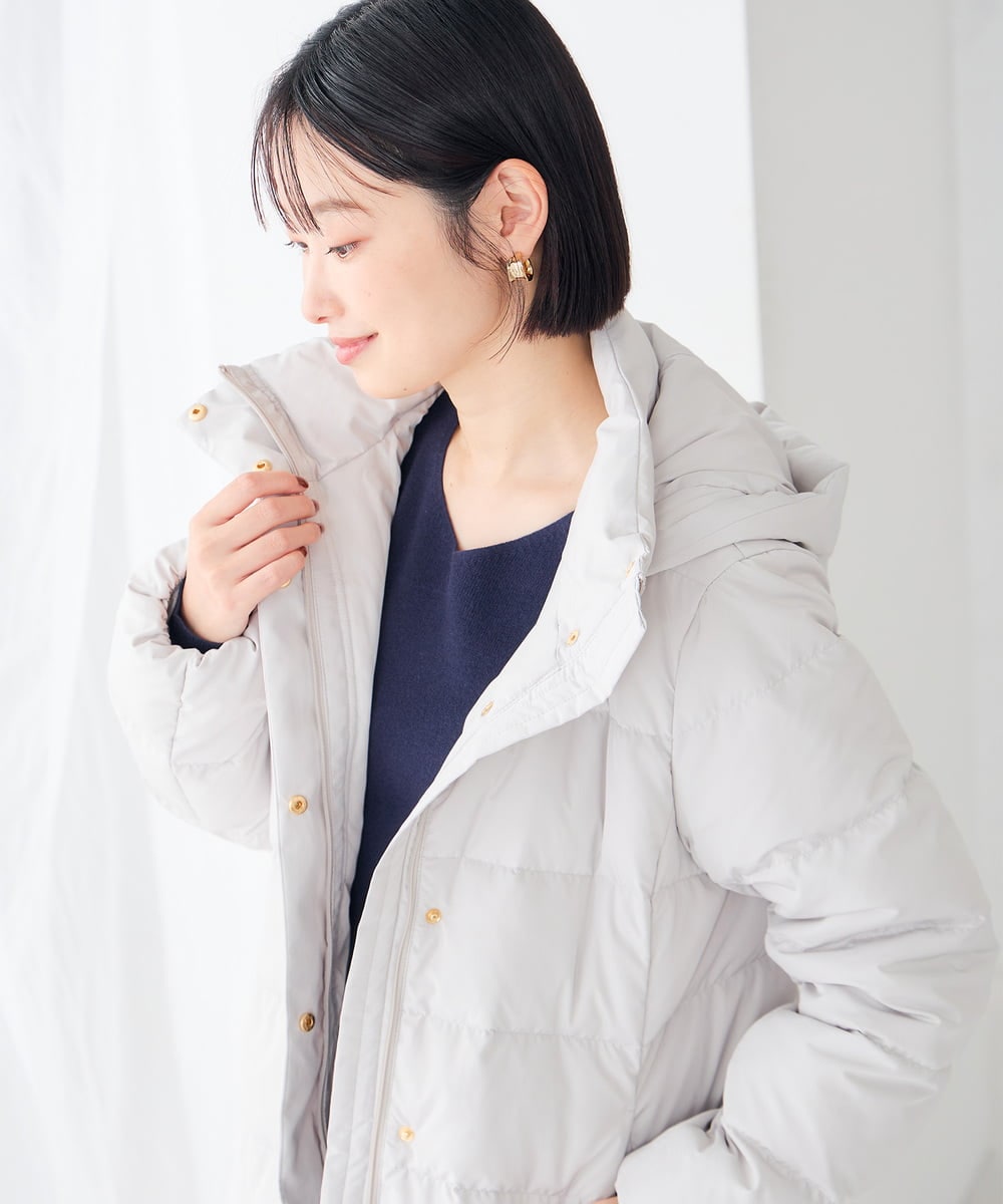 K6UBG11199 a.v.v(アー・ヴェ・ヴェ) 【WEB限定】フーテッド ロング ダウン コート ネイビー