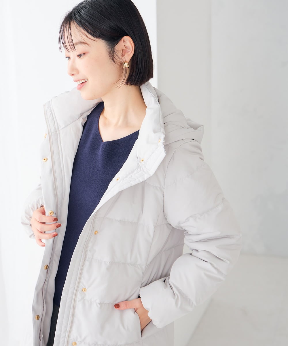 K6UBG11199 a.v.v(アー・ヴェ・ヴェ) 【WEB限定】フーテッド ロング ダウン コート ネイビー