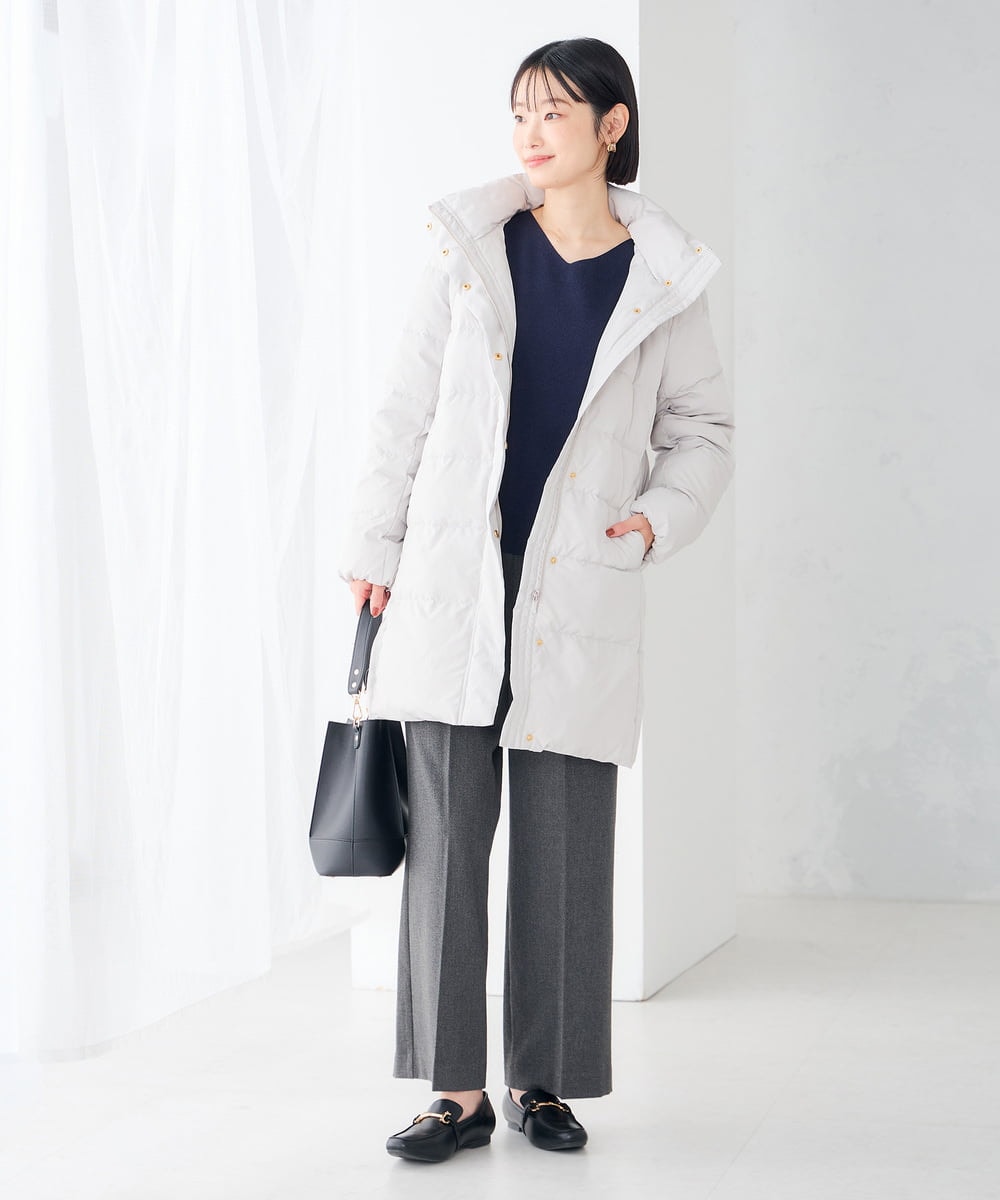 K6UBG11199 a.v.v(アー・ヴェ・ヴェ) 【WEB限定】フーテッド ロング ダウン コート ネイビー