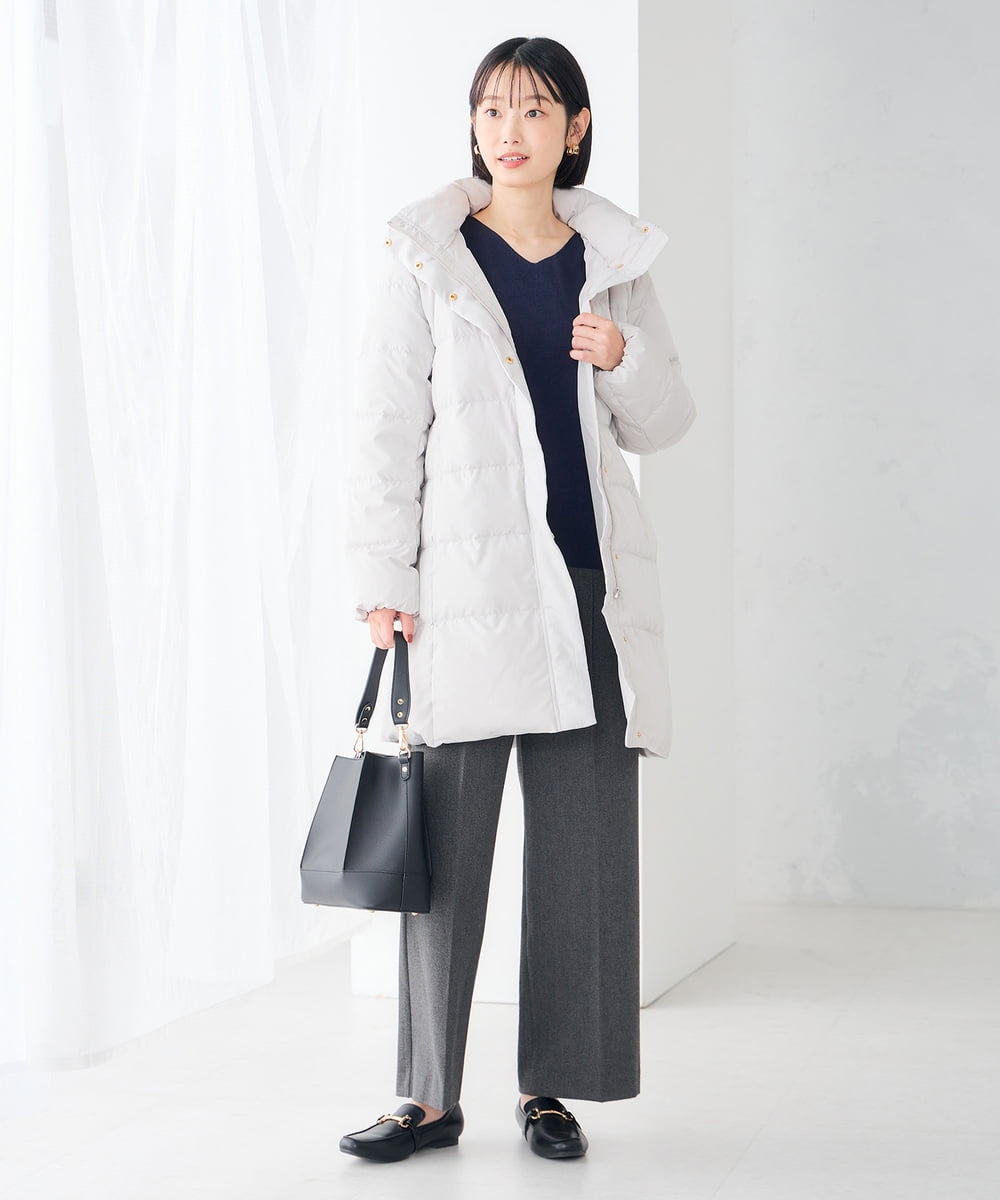 K6UBG11199 a.v.v(アー・ヴェ・ヴェ) 【WEB限定】フーテッド ロング ダウン コート ネイビー