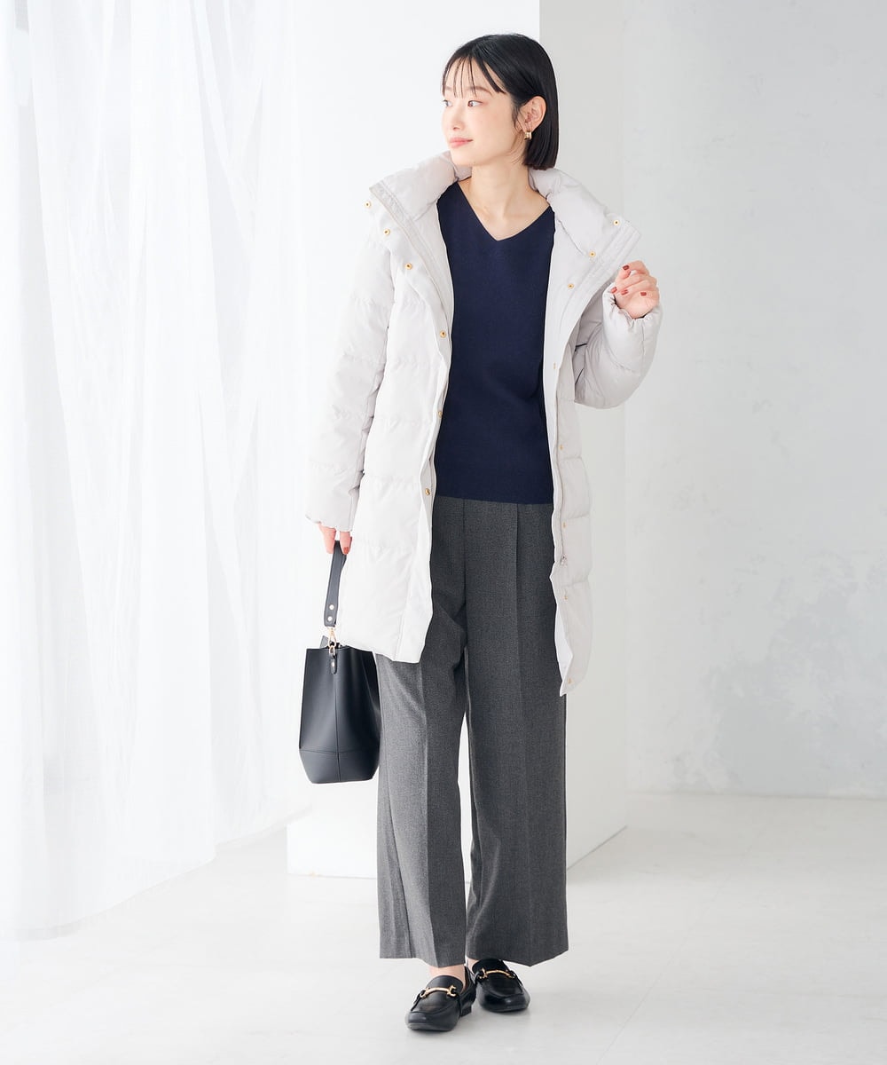 K6UBG11199 a.v.v(アー・ヴェ・ヴェ) 【WEB限定】フーテッド ロング ダウン コート ネイビー