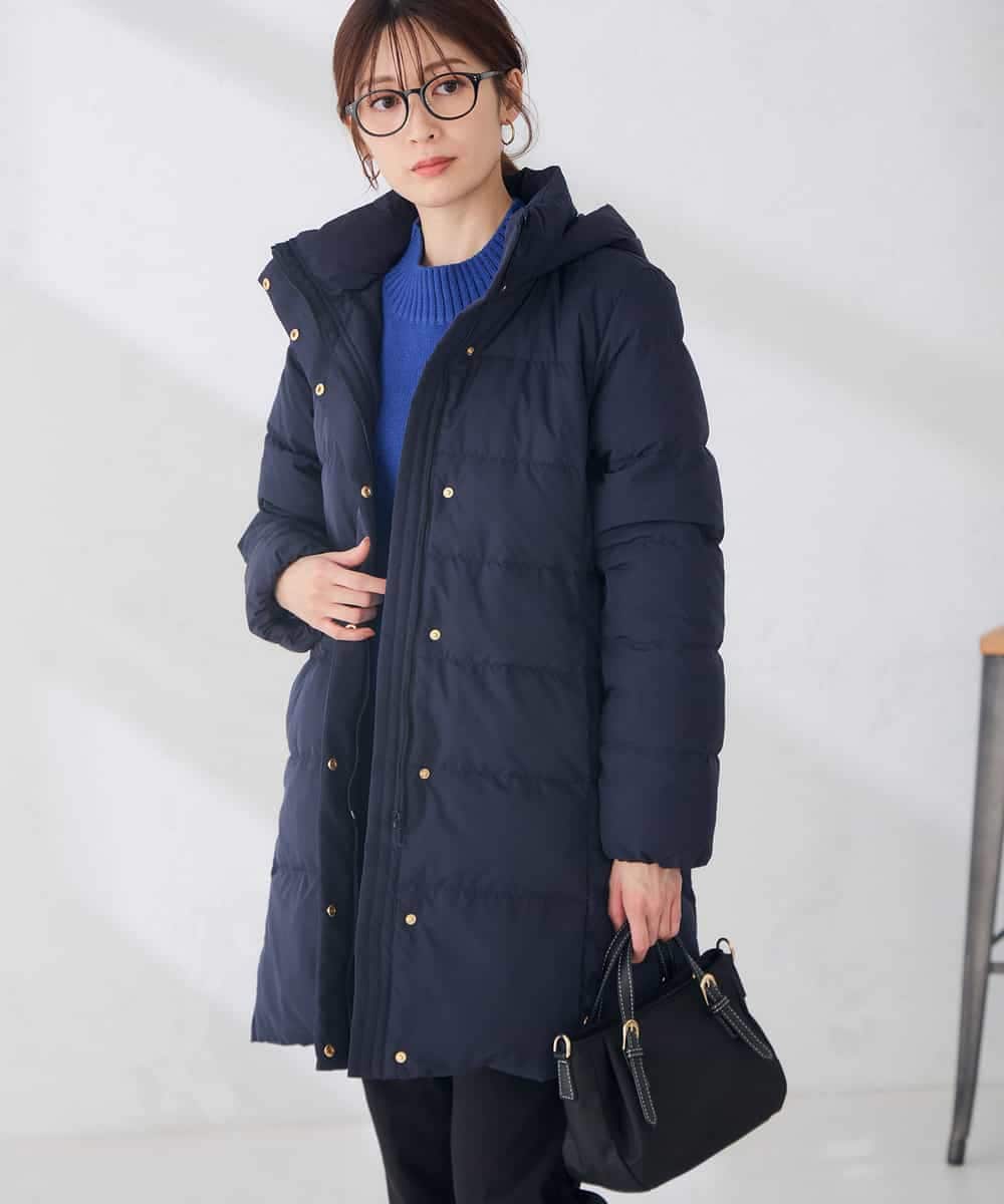 K6UBG11199 a.v.v(アー・ヴェ・ヴェ) 【WEB限定】フーテッド ロング ダウン コート ネイビー