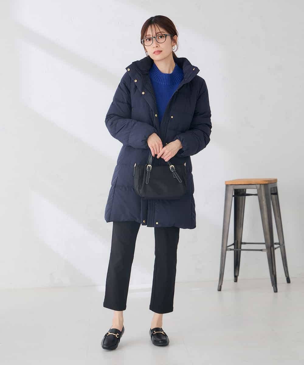 K6UBG11199 a.v.v(アー・ヴェ・ヴェ) 【WEB限定】フーテッド ロング ダウン コート ネイビー
