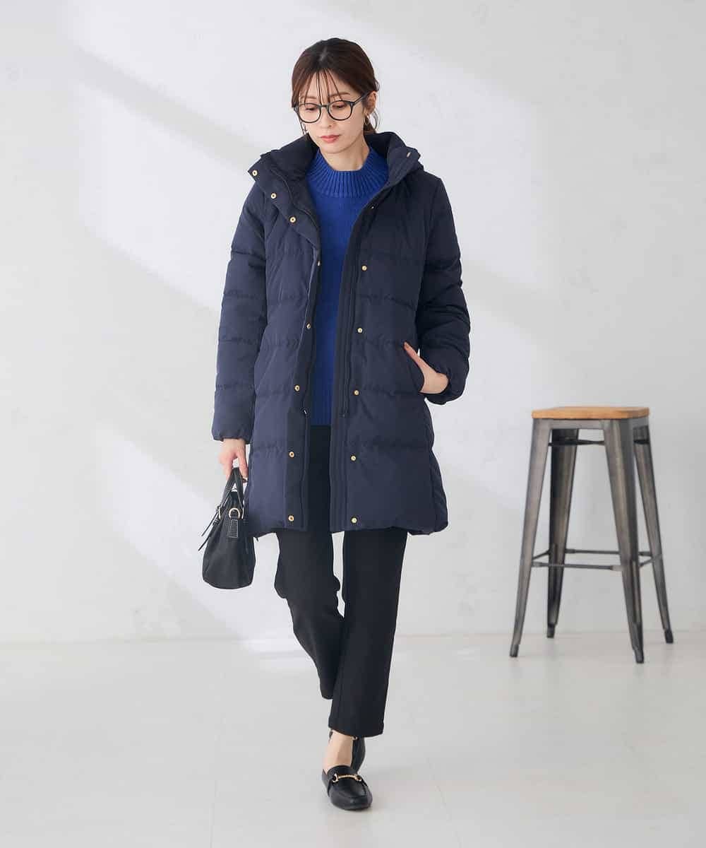 K6UBG11199 a.v.v(アー・ヴェ・ヴェ) 【WEB限定】フーテッド ロング ダウン コート ネイビー