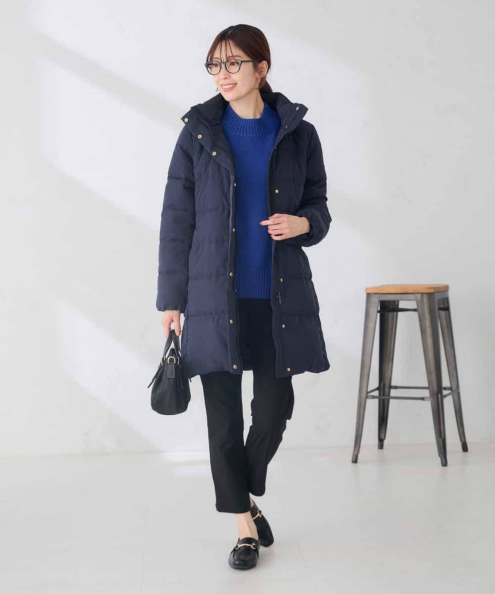 K6UBG11199 a.v.v(アー・ヴェ・ヴェ) 【WEB限定】フーテッド ロング ダウン コート ネイビー