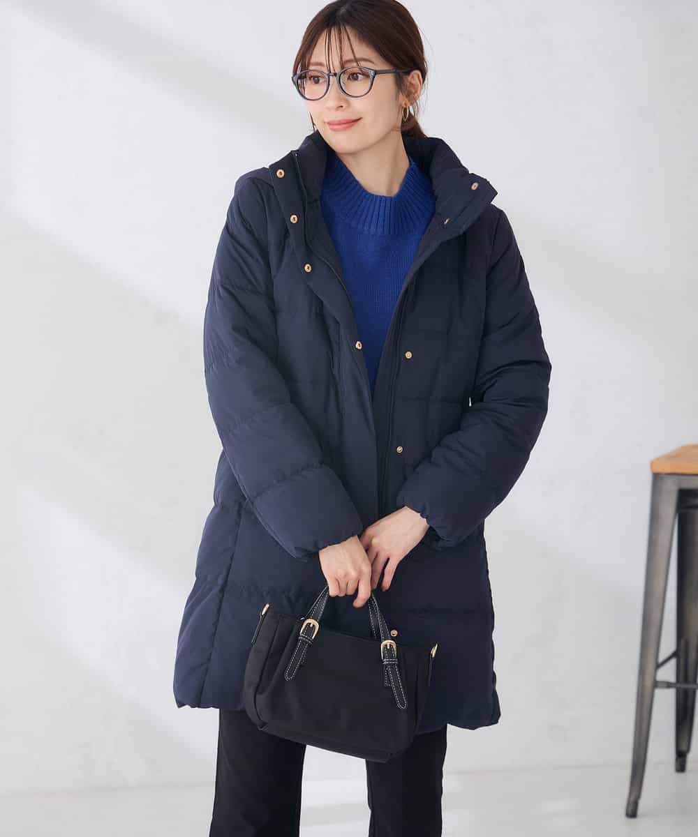 K6UBG11199 a.v.v(アー・ヴェ・ヴェ) 【WEB限定】フーテッド ロング ダウン コート ネイビー