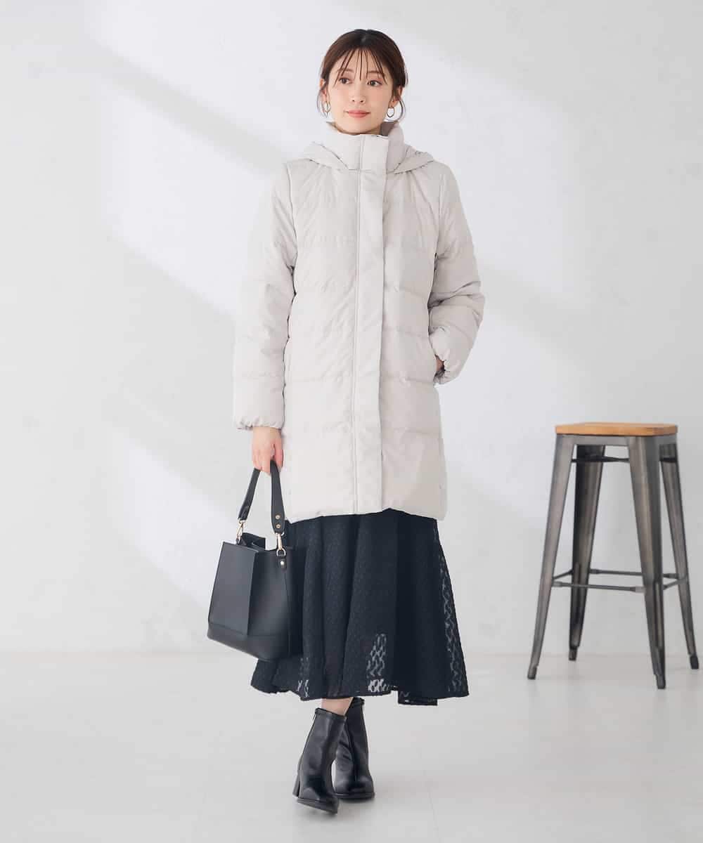 K6UBG11199 a.v.v(アー・ヴェ・ヴェ) 【WEB限定】フーテッド ロング ダウン コート ネイビー