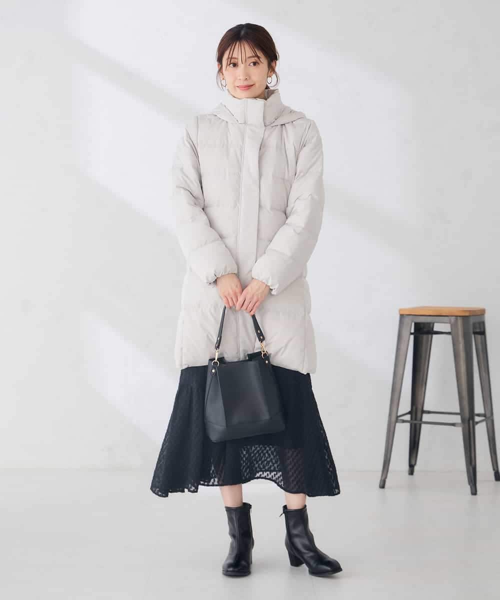 K6UBG11199 a.v.v(アー・ヴェ・ヴェ) 【WEB限定】フーテッド ロング ダウン コート ネイビー