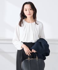 KABCD01059 a.v.v Elmi(アー・ヴェ・ヴェ) 【低身長サイズ】【洗える/ストレッチ】ボウタイメタルチャームブラウス ライトブルー