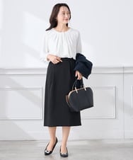 KABCD01059 a.v.v Elmi(アー・ヴェ・ヴェ) 【低身長サイズ】【洗える/ストレッチ】ボウタイメタルチャームブラウス ライトブルー