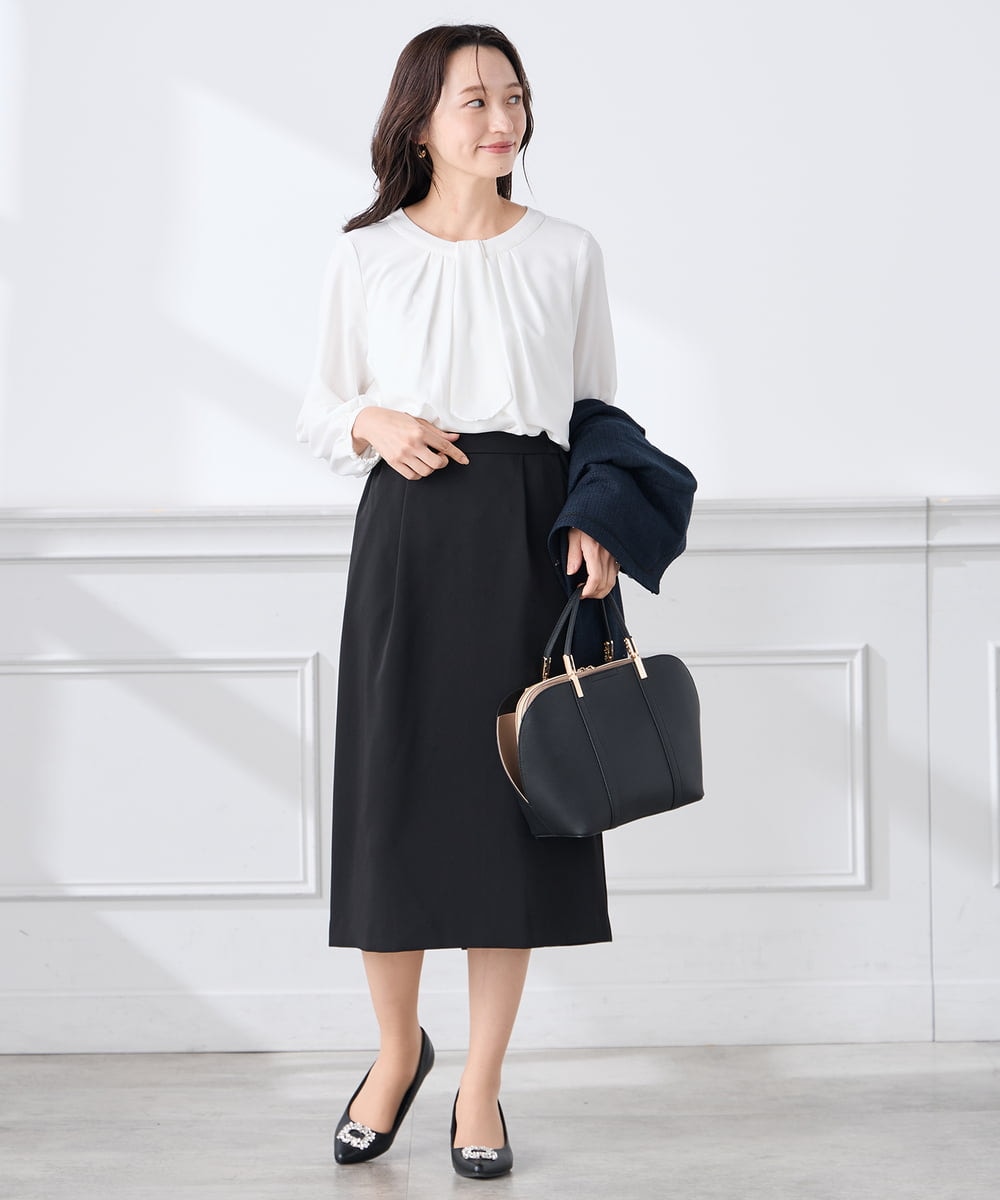 KABCD01059 a.v.v Elmi(アー・ヴェ・ヴェ) 【低身長サイズ】【洗える/ストレッチ】ボウタイメタルチャームブラウス ライトブルー