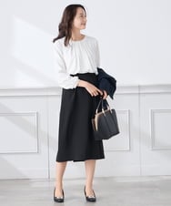 KABCD01059 a.v.v Elmi(アー・ヴェ・ヴェ) 【低身長サイズ】【洗える/ストレッチ】ボウタイメタルチャームブラウス ライトブルー