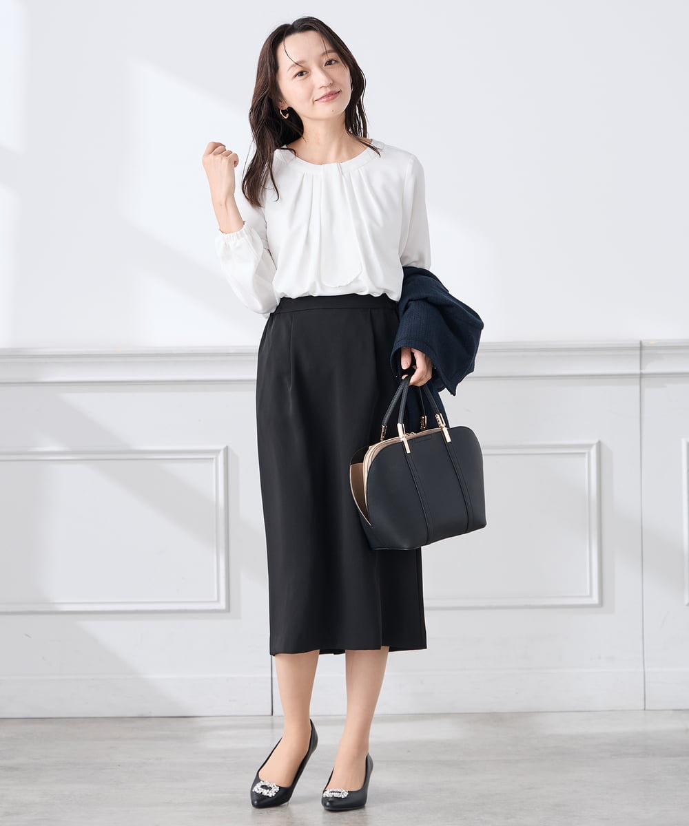 KABCD01059 a.v.v Elmi(アー・ヴェ・ヴェ) 【低身長サイズ】【洗える/ストレッチ】ボウタイメタルチャームブラウス ライトブルー