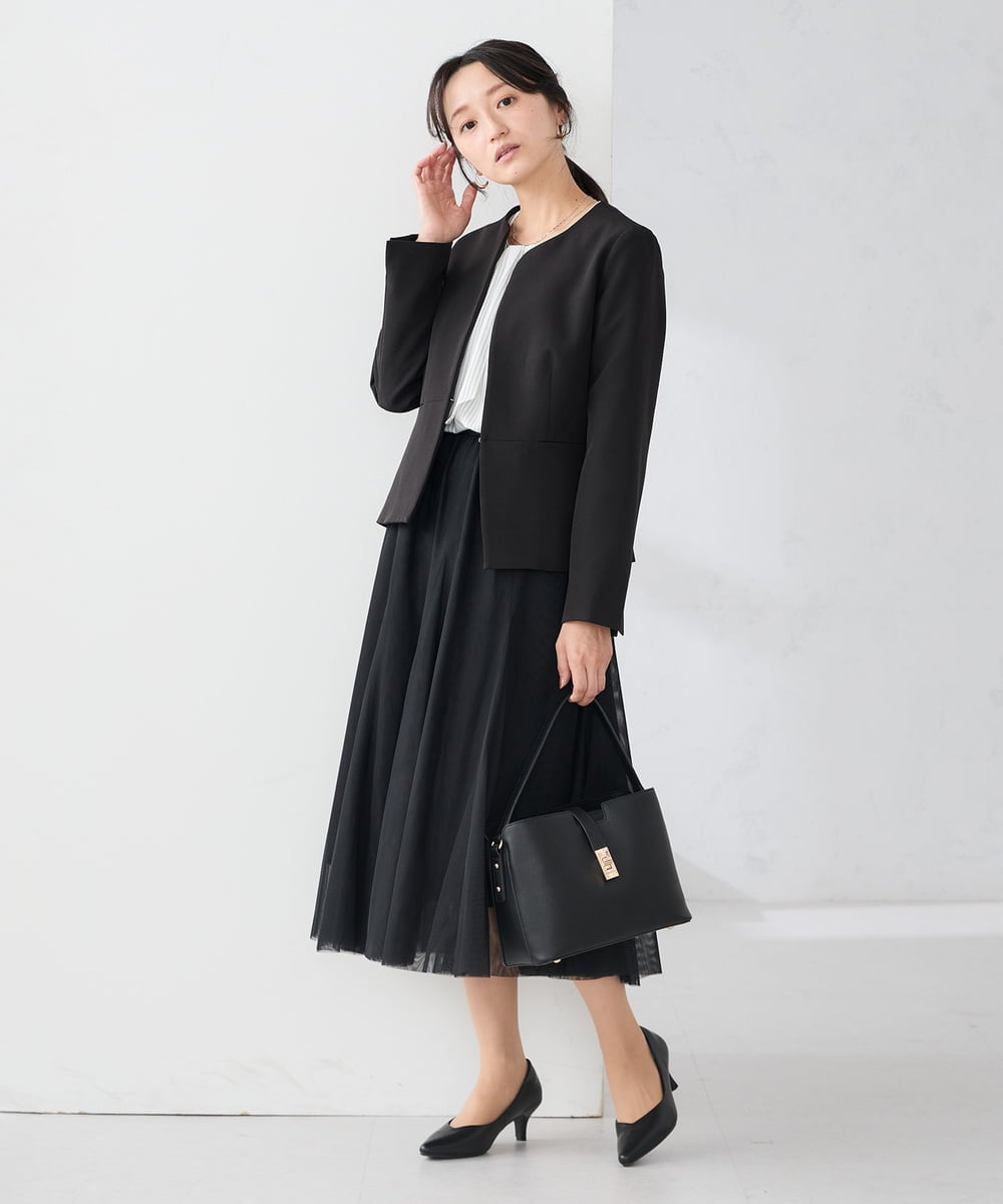 KABCD01059 a.v.v Elmi(アー・ヴェ・ヴェ) 【低身長サイズ】【洗える/ストレッチ】ボウタイメタルチャームブラウス ライトブルー