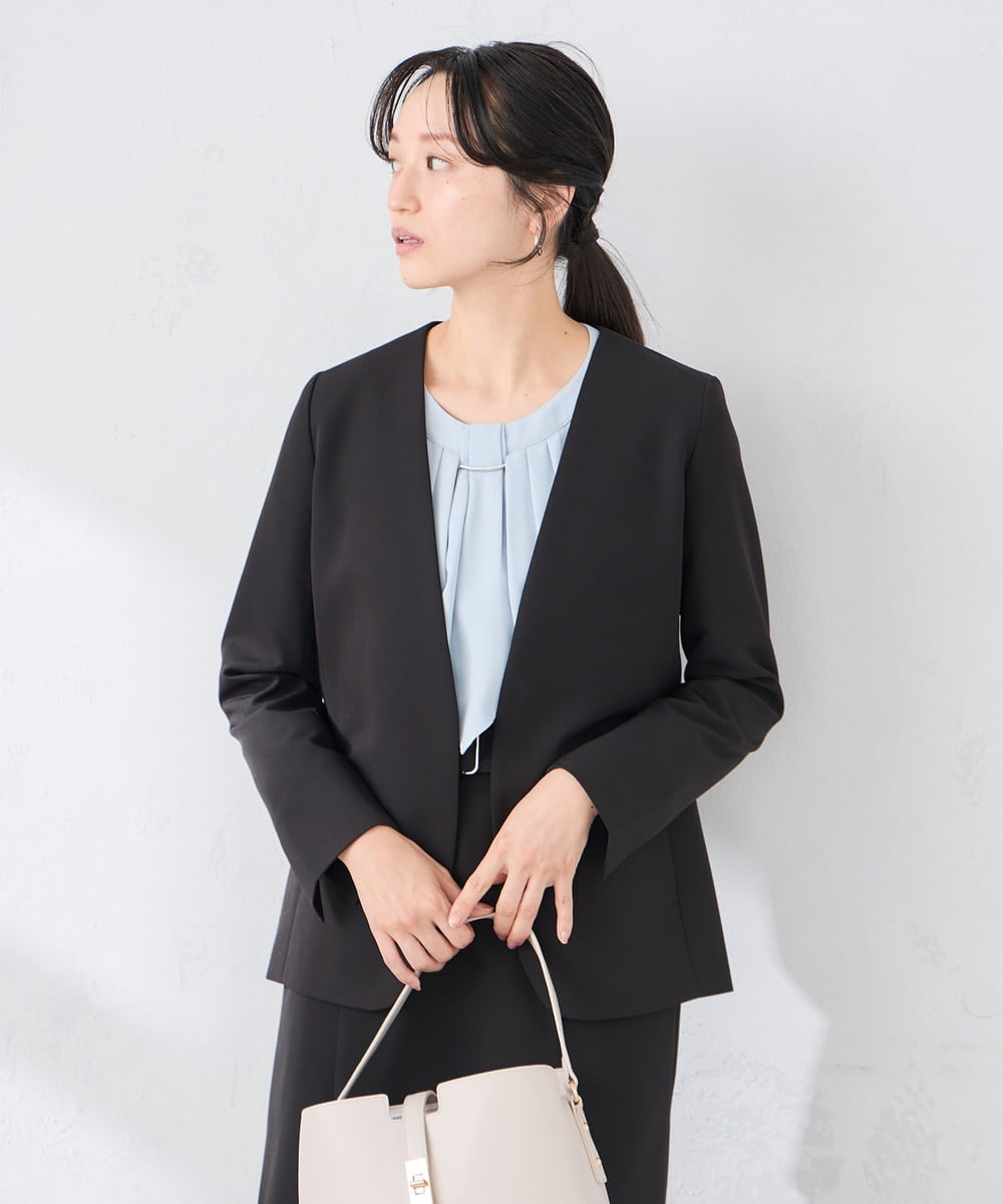 KABCD01059 a.v.v Elmi(アー・ヴェ・ヴェ) 【低身長サイズ】【洗える/ストレッチ】ボウタイメタルチャームブラウス ライトブルー