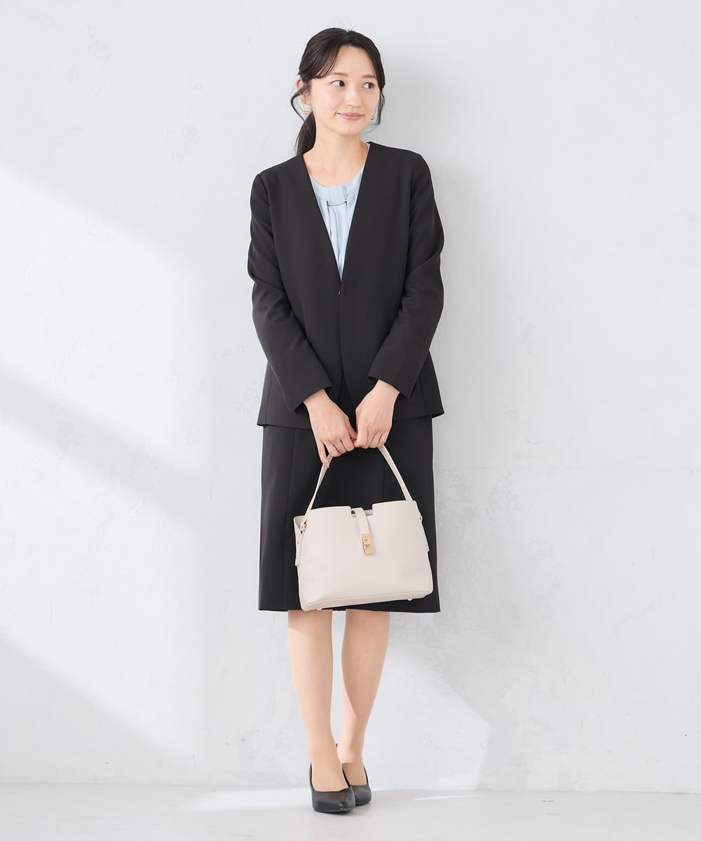 KABCD01059 a.v.v Elmi(アー・ヴェ・ヴェ) 【低身長サイズ】【洗える/ストレッチ】ボウタイメタルチャームブラウス ライトブルー