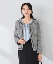 KABCD01059 a.v.v Elmi(アー・ヴェ・ヴェ) 【低身長サイズ】【洗える/ストレッチ】ボウタイメタルチャームブラウス ライトブルー