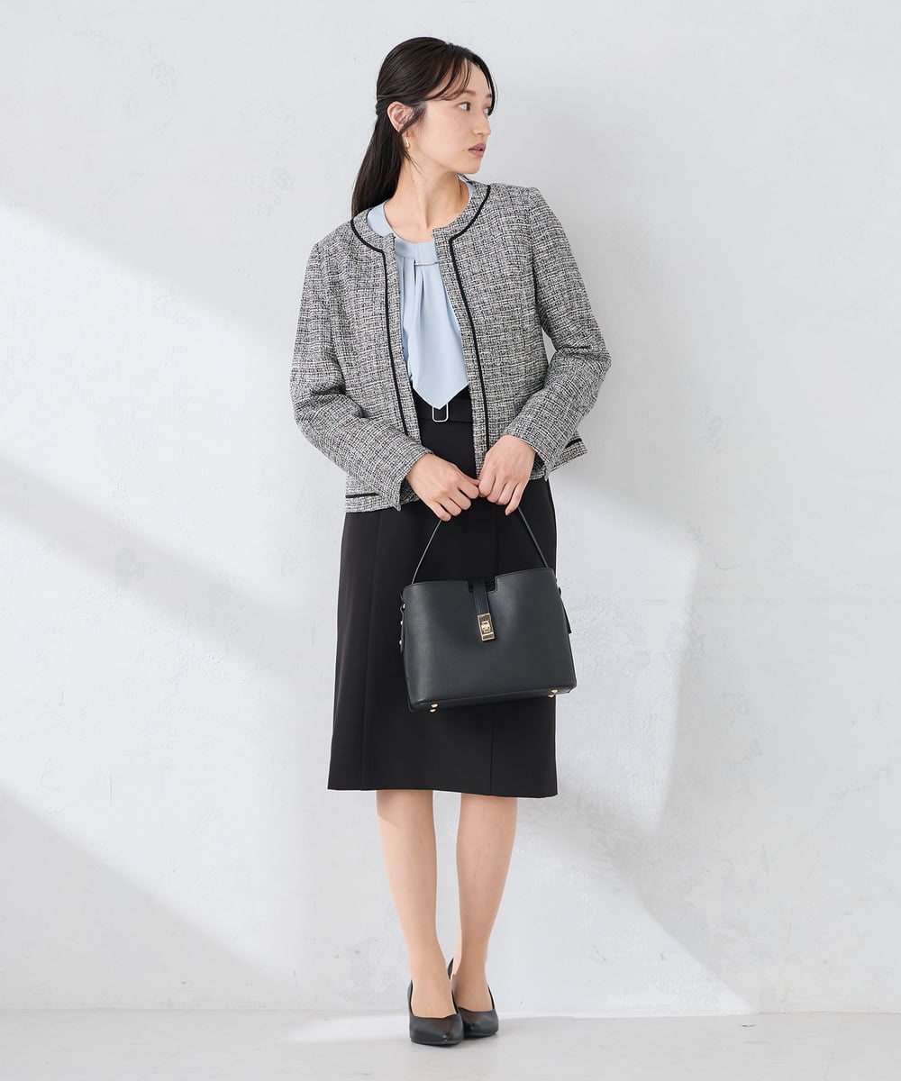 KABCD01059 a.v.v Elmi(アー・ヴェ・ヴェ) 【低身長サイズ】【洗える/ストレッチ】ボウタイメタルチャームブラウス ライトブルー