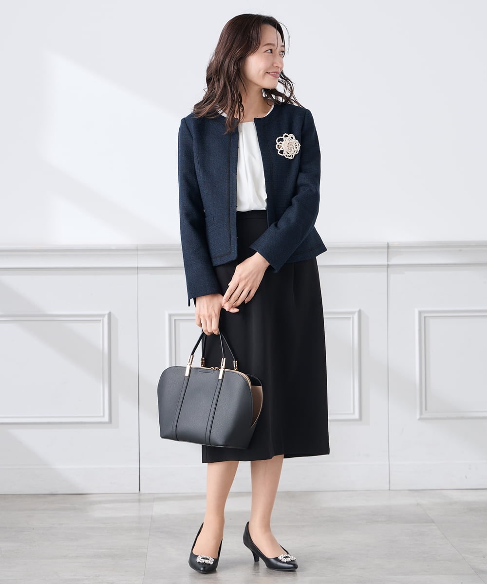 KABCD01059 a.v.v Elmi(アー・ヴェ・ヴェ) 【低身長サイズ】【洗える/ストレッチ】ボウタイメタルチャームブラウス ライトブルー