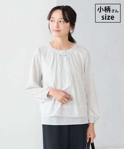 KABCD01059 a.v.v Elmi 【低身長サイズ】【洗える/ストレッチ】ボウタイメタルチャームブラウス