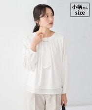 KABCD01059 a.v.v Elmi(アー・ヴェ・ヴェ) 【低身長サイズ】【洗える/ストレッチ】ボウタイメタルチャームブラウス ホワイト
