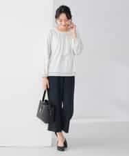 KABCD01059 a.v.v Elmi(アー・ヴェ・ヴェ) 【低身長サイズ】【洗える/ストレッチ】ボウタイメタルチャームブラウス ライトブルー