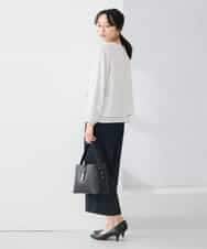 KABCD01059 a.v.v Elmi(アー・ヴェ・ヴェ) 【低身長サイズ】【洗える/ストレッチ】ボウタイメタルチャームブラウス ライトブルー