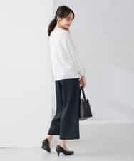 KABCD01059 a.v.v Elmi(アー・ヴェ・ヴェ) 【低身長サイズ】【洗える/ストレッチ】ボウタイメタルチャームブラウス ライトブルー