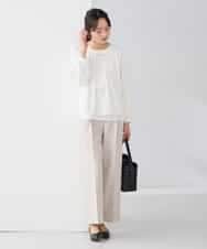 KABCD01059 a.v.v Elmi(アー・ヴェ・ヴェ) 【低身長サイズ】【洗える/ストレッチ】ボウタイメタルチャームブラウス ライトブルー