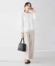 KABCD01059 a.v.v Elmi(アー・ヴェ・ヴェ) 【低身長サイズ】【洗える/ストレッチ】ボウタイメタルチャームブラウス ライトブルー