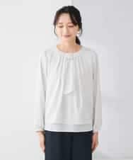 KABCD01059 a.v.v Elmi(アー・ヴェ・ヴェ) 【低身長サイズ】【洗える/ストレッチ】ボウタイメタルチャームブラウス ライトブルー