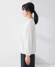 KABCD01059 a.v.v Elmi(アー・ヴェ・ヴェ) 【低身長サイズ】【洗える/ストレッチ】ボウタイメタルチャームブラウス ライトブルー